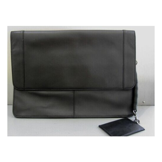 NWOT Dilana Jet Black Smooth Leather Portfolio Case Brief Bag Flash Sale! image {1}