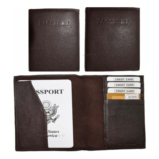 Lot of 3 New Leather passport cover, Brown Unbranded international passport case image {1}