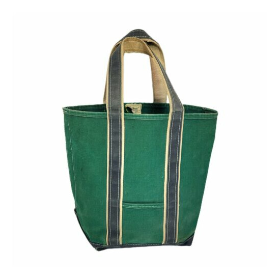 RARE Vintage 80s L.L.Bean Boat and Tote Bag Faded Green Navy USA 16"x15.5" image {1}