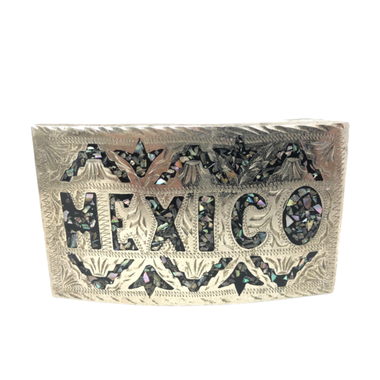 VTG Mexico Iridescent Letters Belt Buckle Western Vaquero Cowboy Southwest image {1}