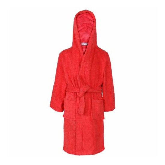 Kids Boys Girls Cotton Soft Terry Hooded Bathrobe Luxury Dressing Gown 2-13 Year image {2}