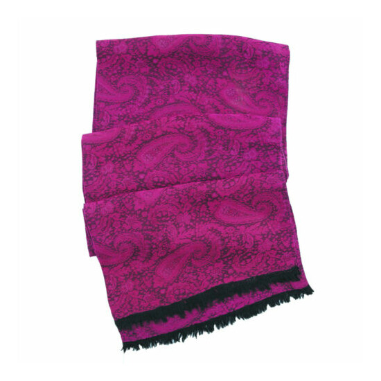 Mint Paisley Scarf Fuchsia double layer fine Fabric 8.5 in x 49 in Men soft * image {2}