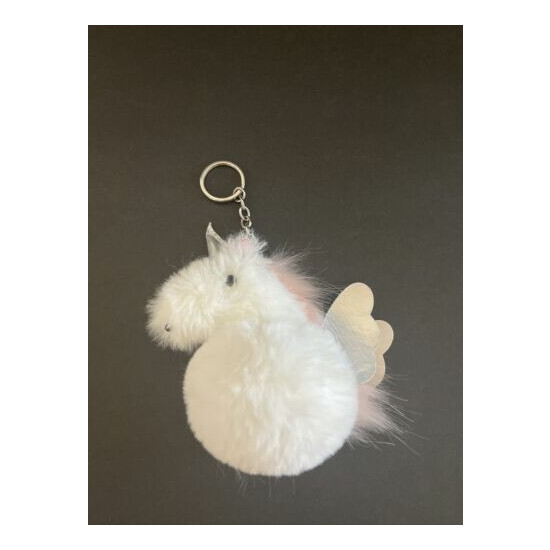 Claire's Unicorn Key Chain Stuffed Plush Shimmer Silver Wings image {1}