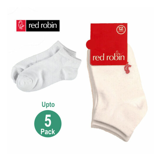 Red Robin Bulk Kids Boys Girls School Sports Low Cut Ankle Cotton White Socks image {1}