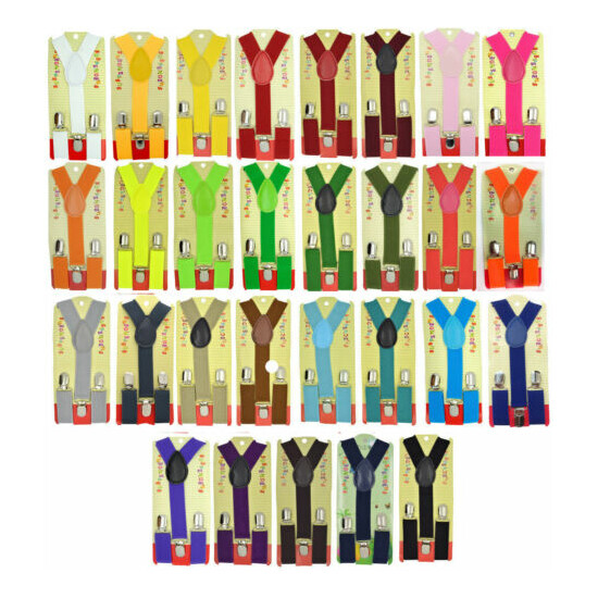 CUTE Baby Toddler Kids Children Boys & Girls Y-Back Elastic Suspenders 29 COLORS image {1}
