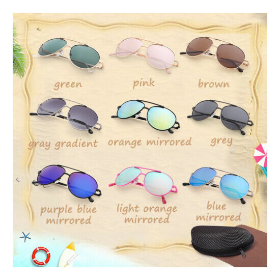 Aviator Sunglasses For Kids Boys Girls Baby Children Toddler Eye Glasses Case image {2}