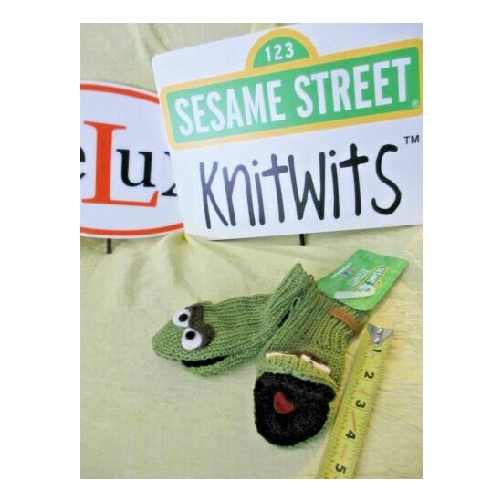 new OSCAR the grouch MITTENS knit toddler Cotton Lined green Sesame Street delux image {1}