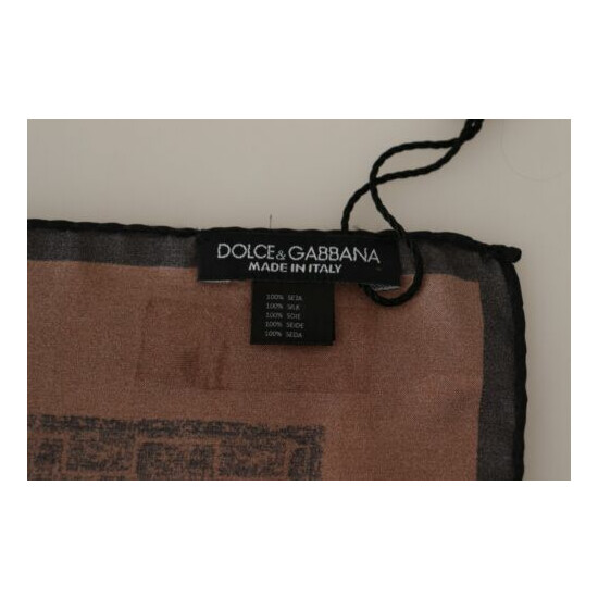 DOLCE & GABBANA Scarf Brown Patterned Silk Square Handkerchief 32cm x 30cm $300 image {3}