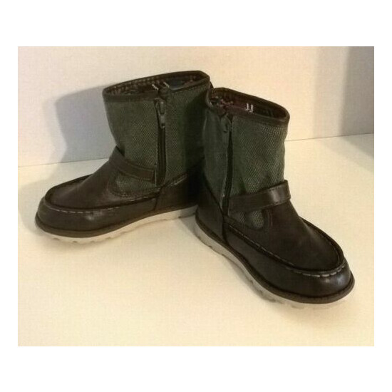 boots size 9 carters girls brown green side zip buckle booties image {4}