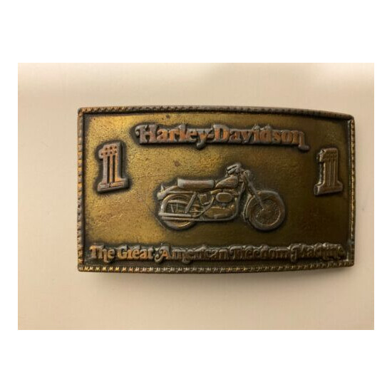Harley-Davidson rare men’s vintage limited edition belt buckle.Antique brass. image {1}