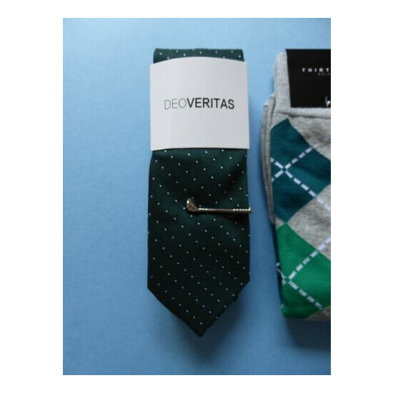 Deo Veritas Green Tie + Cuff Links + Bracelet + Thirty6ix Golf Sock + Tie Bar image {2}