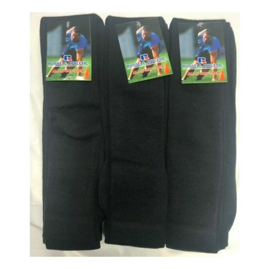 Russell Athletic All Sport Socks 12 Pr One Dozen Black MEDIUM Shoe size 4.5-8.5 image {1}