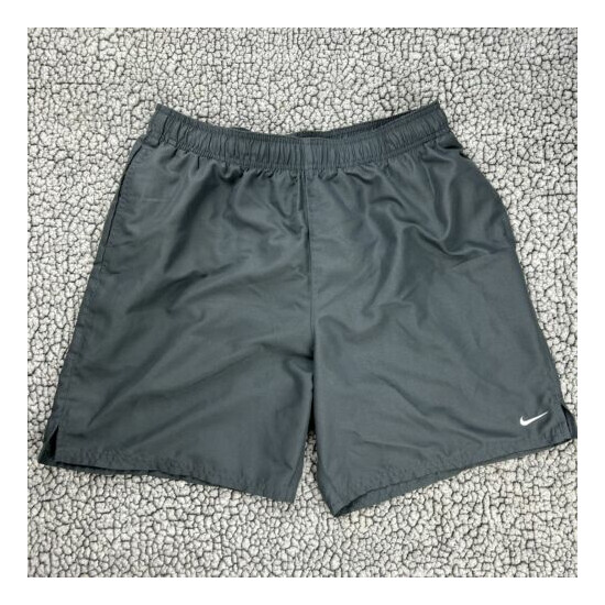 Nike 7” Volley Swim Trunks Shorts Charcoal Men’s Size L Swoosh Logo Jordan image {1}