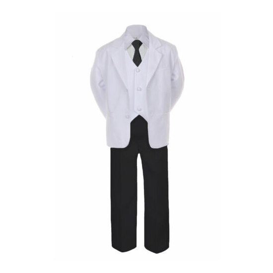 5-7pc Formal Black White Suit Royal Blue Bow Tie Neck Vest Boy Baby Sm-20 Teen image {3}