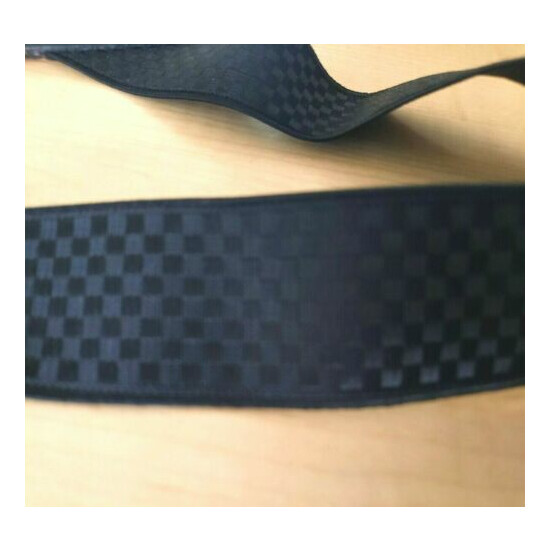 Trafalgar Black Textured Stretch, Brass & Leather Button Suspenders Braces  image {3}