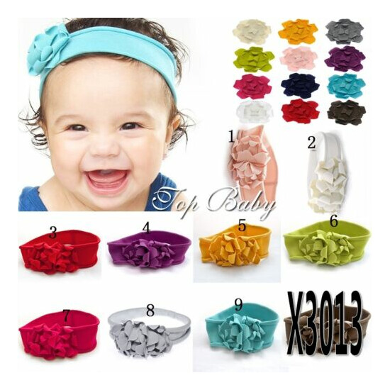 Girls Baby Infant Kids Cotton Flower Soft Elastic Headband Hair wear head band image {1}