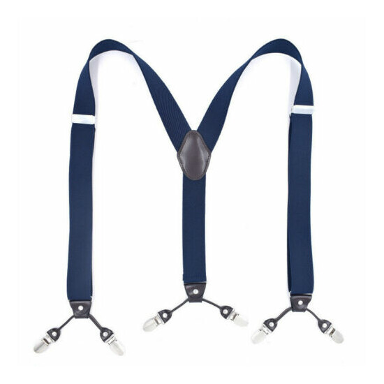 Unisex Adjustable Clip Braces 35mm Wide Trouser Elastic Y-Back Suspenders Slim image {2}