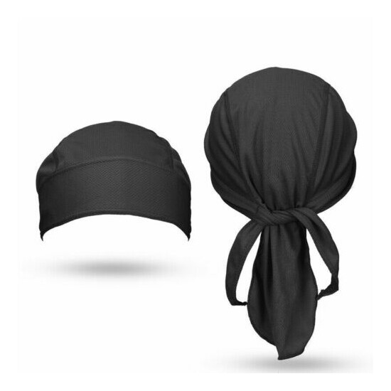 3pcs Black Bandanas Doo Rag Head wrap Do Rag Biker Skull Cap Capsmith Du Rag Hat image {2}