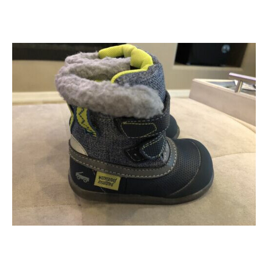 See Kai Waterproof Boots Boys Booties Size 4 Gray Blue Water Resistant image {2}
