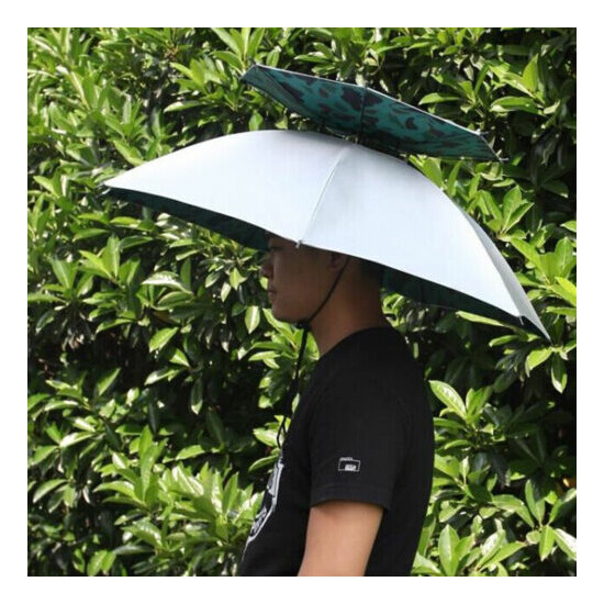 Fishing Umbrella Cap Hat for Hiking Camping Outdoor 2 Layer Foldable Sun Rain image {1}
