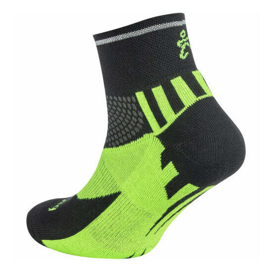Balega Enduro Reflective Quarter Length Running Socks - Black/Neon Green image {2}