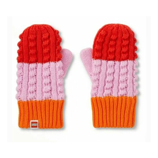 NWT Toddler Color Block Knit Mittens LEGO Collection x Target Red/Pink/Orange  image {4}