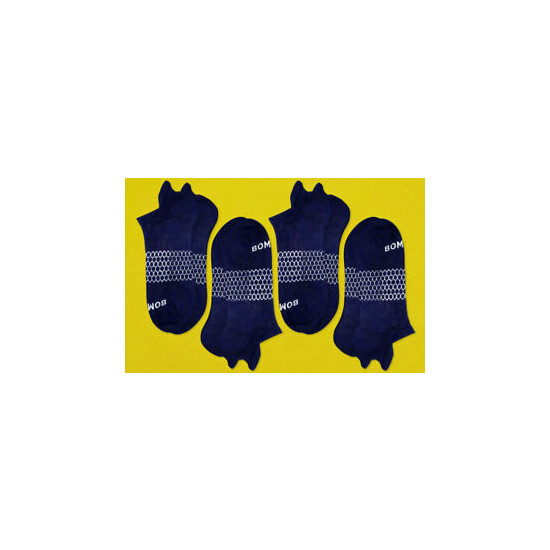 4-Pack Bombas Men's Ankle Socks Navy Blue Honeycomb Large 7-12 NWT image {1}