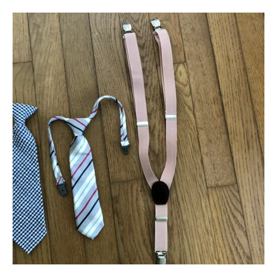Baby Boys Toddler Lot of 3 Ties & Pink Suspenders Gingham Children’s Place image {3}