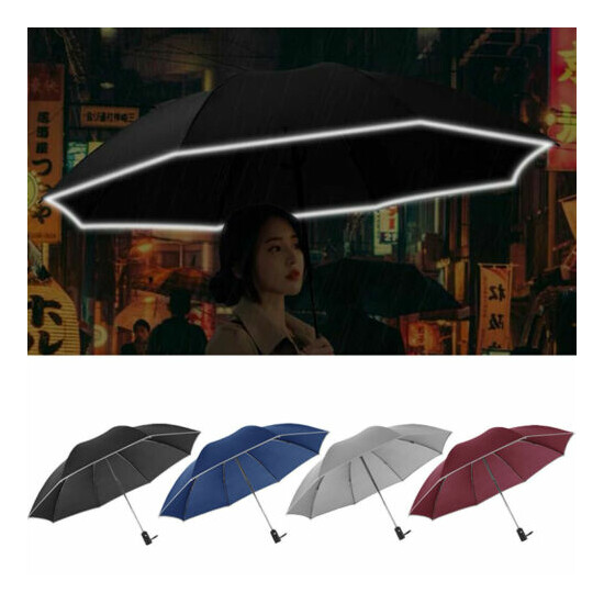 Automatic Umbrella Reverse Folding Business Umbrella With Reflective Strips ’ image {1}