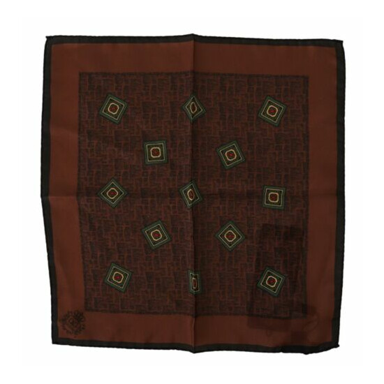 DOLCE & GABBANA Scarf Brown Patterned Silk Square Handkerchief 32cm x 30cm $300 image {1}