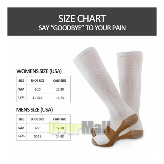 5 Pairs White Compression Socks 20-30mmHg Graduated Support Mens Womens S/M-XXL image {5}