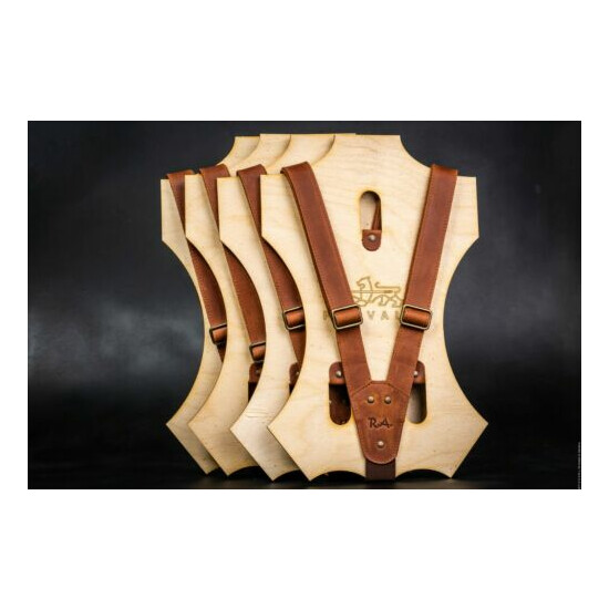 Leather suspenders for men in brown color (Clip-On) image {1}