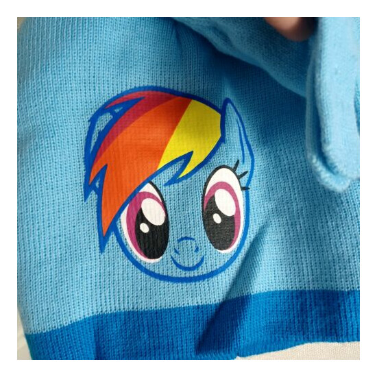 Hasbro My Little Pony NEW Beanie & Gloves Set OSFM Blue -Pom Accent Rainbow Dash image {3}