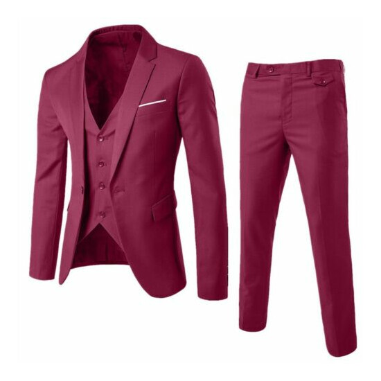 Business Men’s Suit Slim 2/ 3- Suit Blazer Wedding Party Jacket Vest Pant image {4}