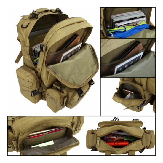 55L Military Tactical Molle Backpack Rucksack Daypack Outdoor Hiking Camping Bag image {5}