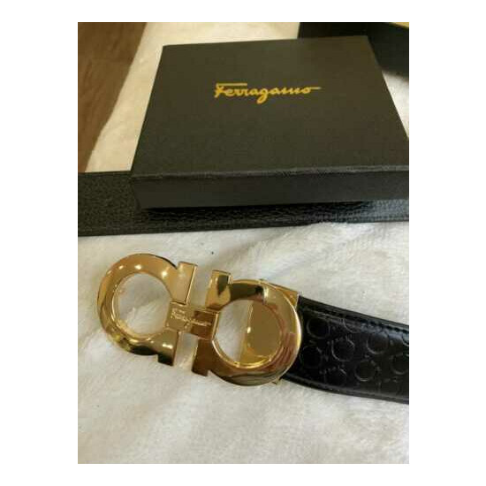 Original Salvatore Ferragamo Luxury Unisex Gold Buckle Leather 115cm image {4}