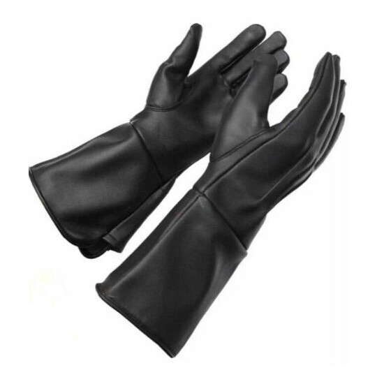 Leather Long Cuff Medieval Gloves Perfect Fit Premium Quality Soft Leather image {1}