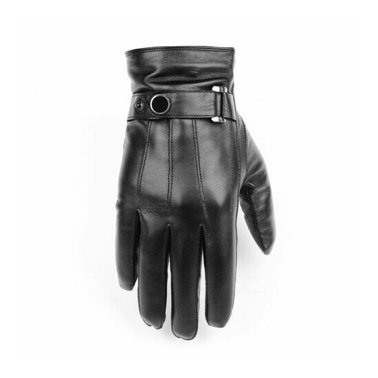 Gloves Natural Sheepskin Leather Men Winter Wrist Touch Screen Drive image {1}