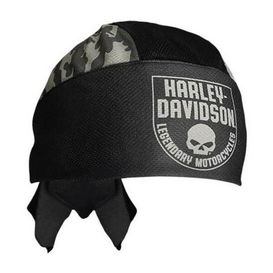Harley-Davidson Men's Camo Willie G Skull Polyester One Size Headwrap - Black image {1}