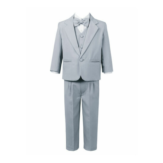 Boy's 5-Piece Suits Notched Lapel One Button Formal Blazer Shirts Vest Pants Set image {5}
