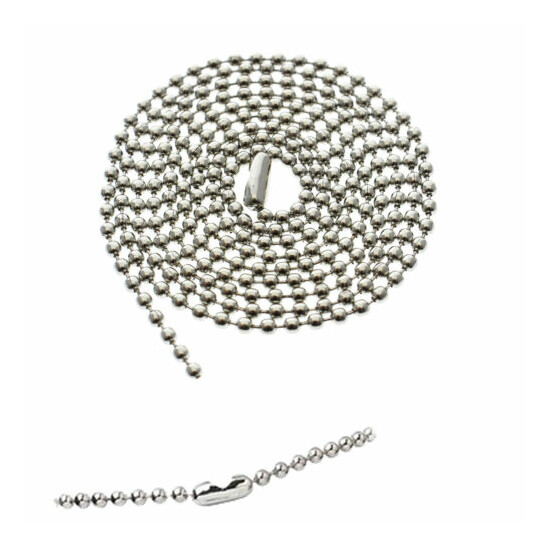 100 Nickel Plated Ball Bead Neck Chains - ID Badge Holder Lanyard Necklaces 36" image {1}