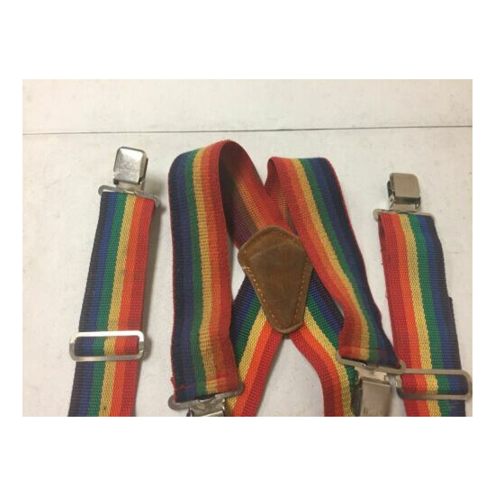 Vintage Popular Mechanics Wide Rainbow Suspenders Hipster Farmer Vtg J3 image {4}