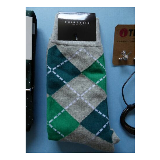 Deo Veritas Green Tie + Cuff Links + Bracelet + Thirty6ix Golf Sock + Tie Bar image {4}