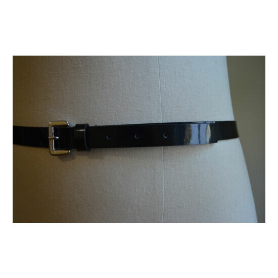 DSQUARED² RARE CLASSIC BLACK PATENT LEATHER THIN BUCKLE BELT S XL image {4}