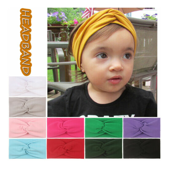 Infant Newborn Girls Baby Solid Knot Headband Hair Band Bow Accessories Headwear image {1}