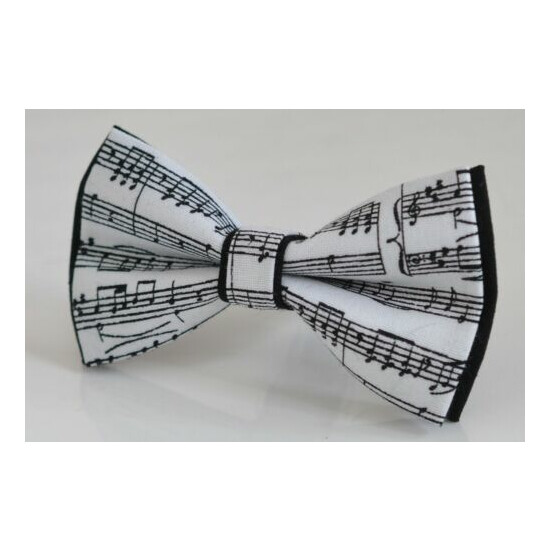 Black Sheet Music Notes Bow tie + White Suspenders for Men / Youth / Boy / Baby image {4}