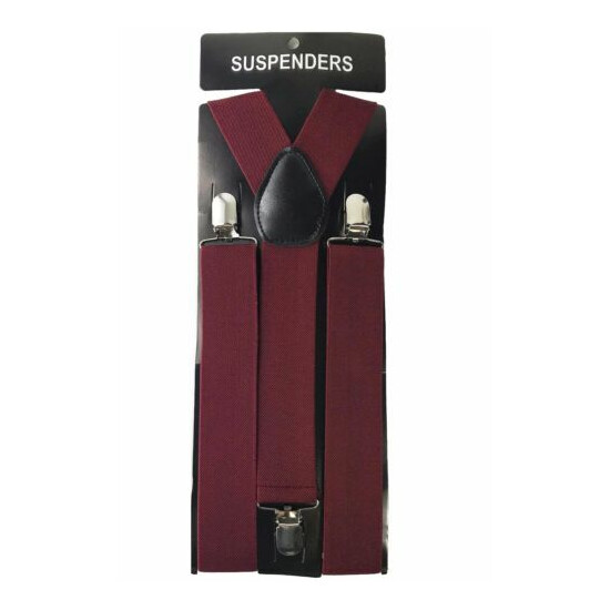 12x Assorted Colors Mens Clip-on 1.5" WIDE Suspenders Elastic Y-Shape Suspender image {4}