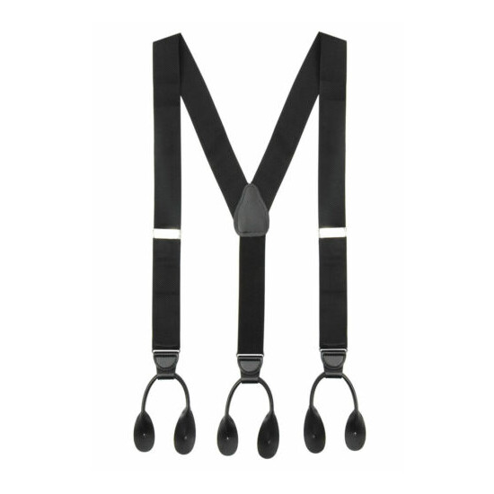 Suspenders Men–Y-Back Non-Stretch Adjustable Leather Trimmed Button End image {2}