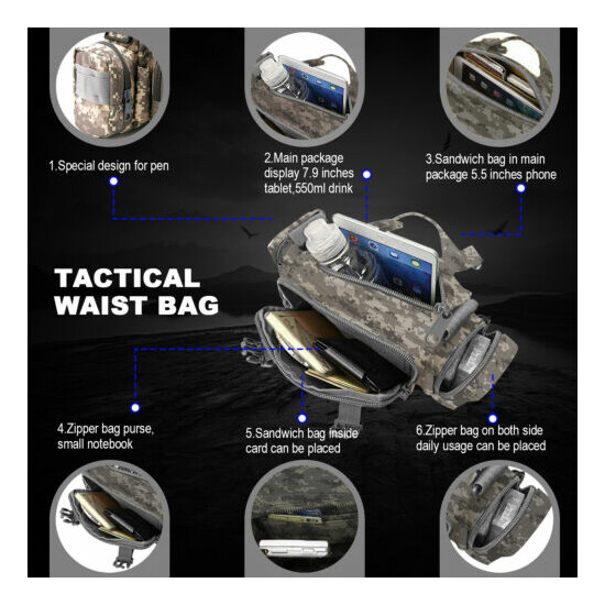 Mens Outdoor Utility Deployment Bag Tactical Waist Pack Sling Pack Pouch Belt US image {3}