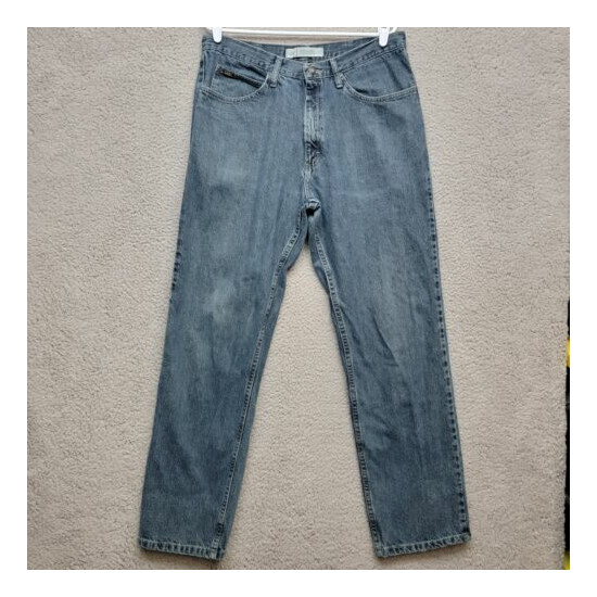 Lee Jeans Relaxed Fit Mens 36x34 Blue Denim Straight Leg Cotton Pants Men 36 image {1}